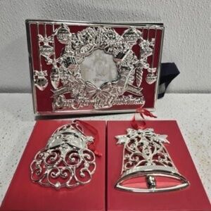 Set of 3 Lenox Christmas Decor 2 ornaments and Photo Album Home Holiday Tree